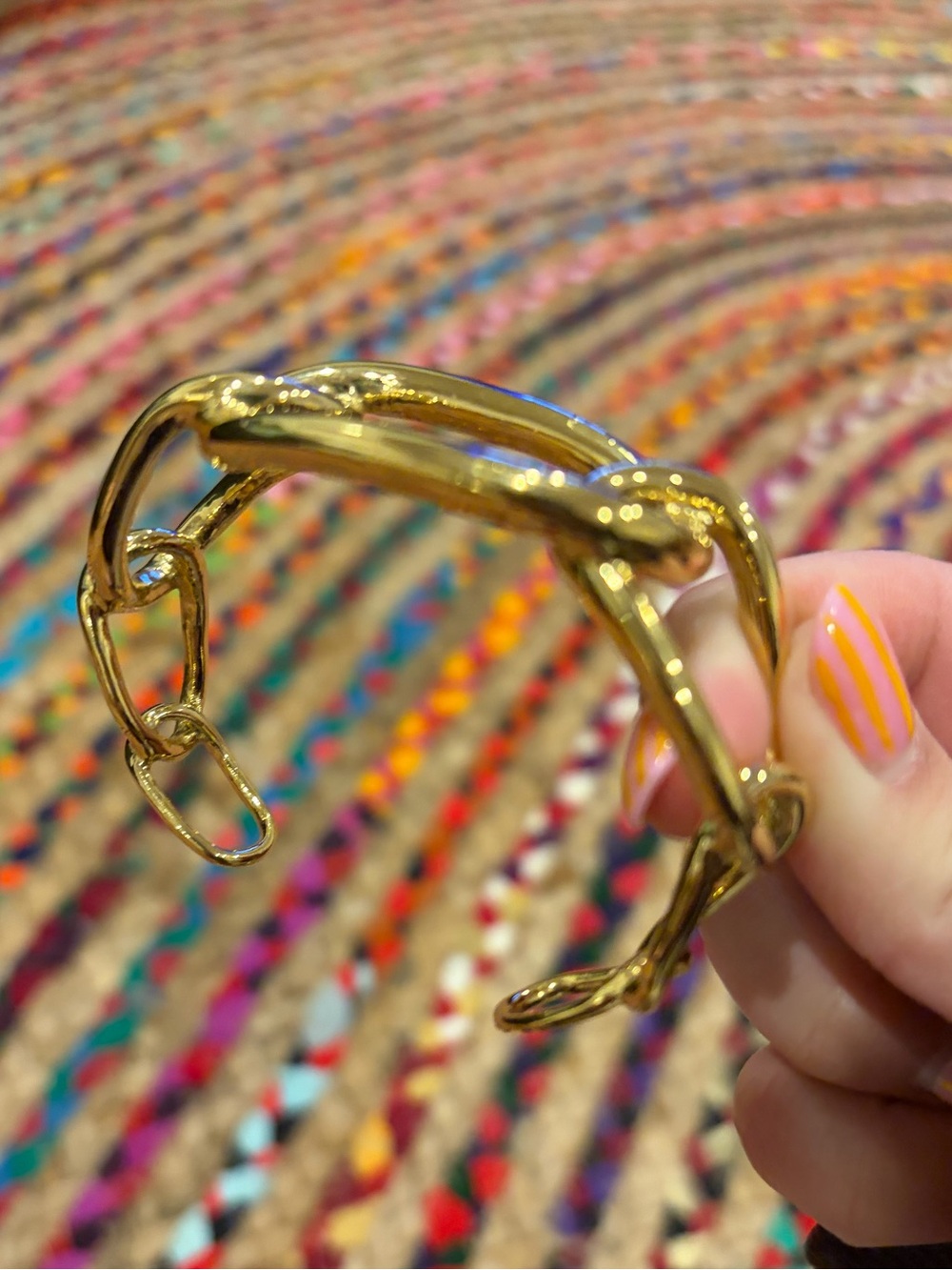 Ralph Lauren gold chain slide on bracelet chunky jewelry cuff